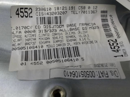 MECANISME+MOTEUR LEVE-GLACE AVANT DROIT ALFA ROMEO GIULIETTA